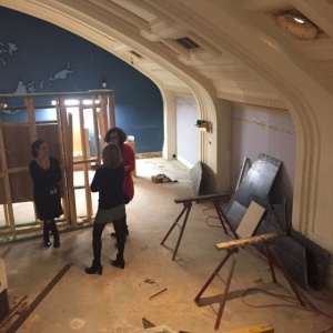 Looking down on the new amphitheater and a spontaneous upgrade meeting.