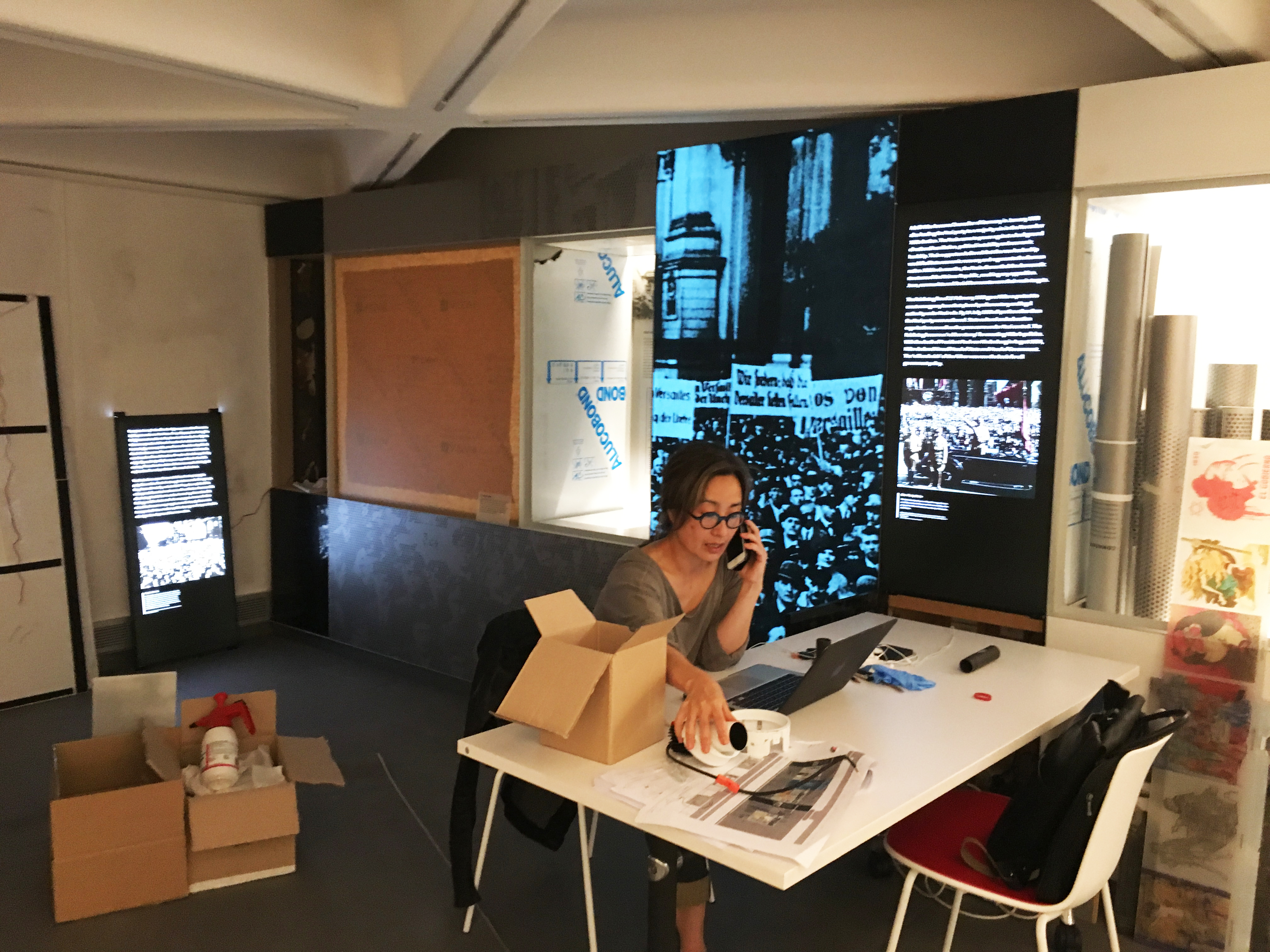 Designer Jisuk Han in her makeshift Museum office. 