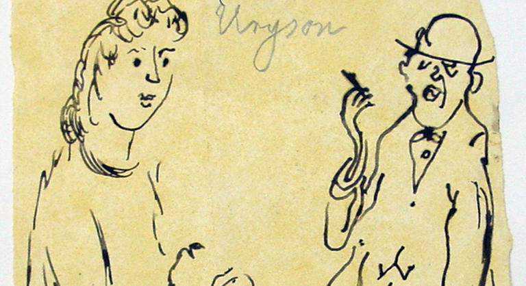 Sketch of two people by Chaim Uryson