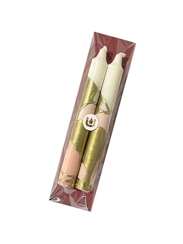 Candle Pair Pink, White & Gold Sydney Jewish Museum