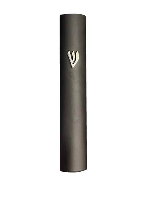 Mezuzah Classic Black Aluminium, silver tone Shin Sydney Jewish Museum